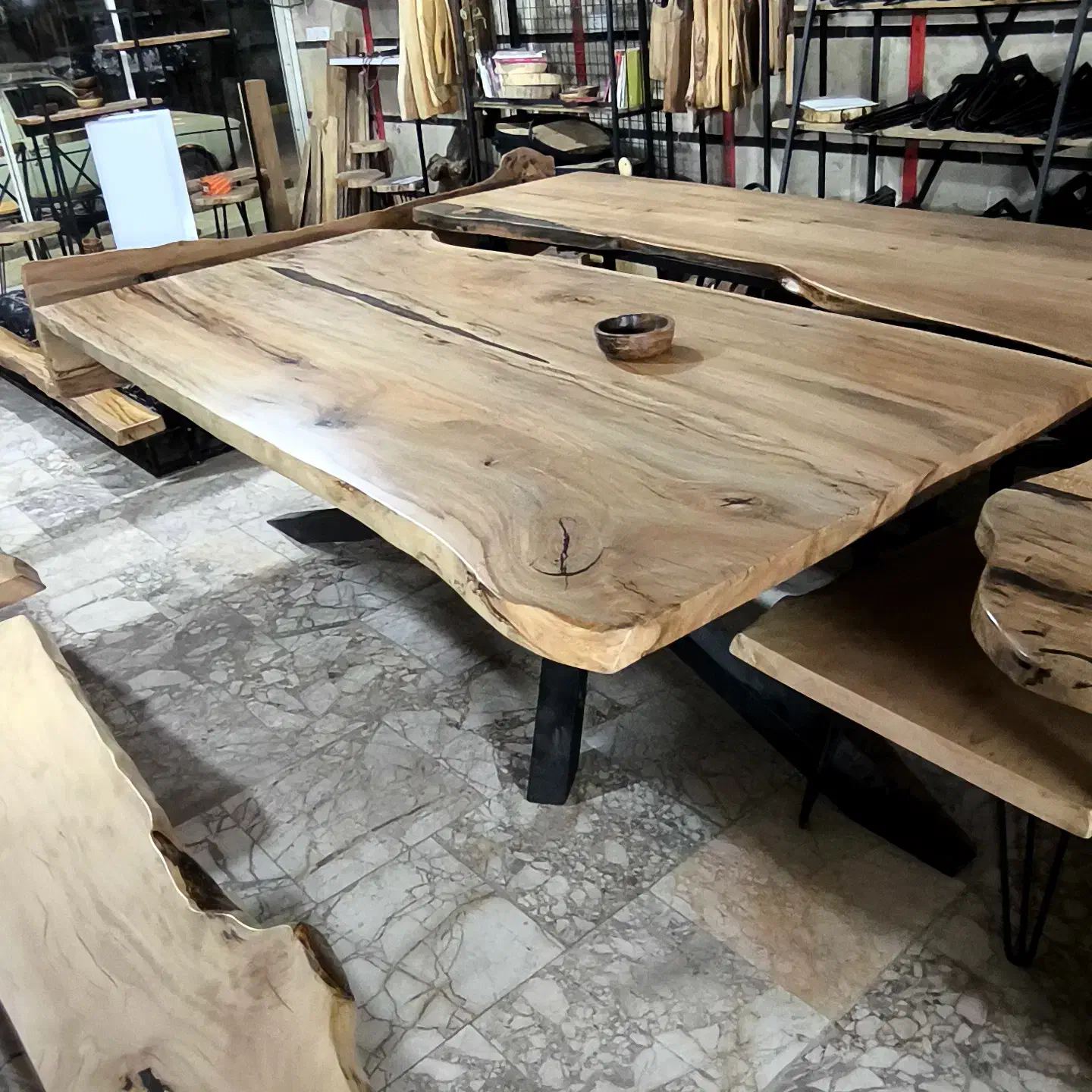 روستیک چوب چنار و فلز میز نهارخوری ده نفره|میز و صندلی غذاخوری|تهران, شهرک شریفی|دیوار