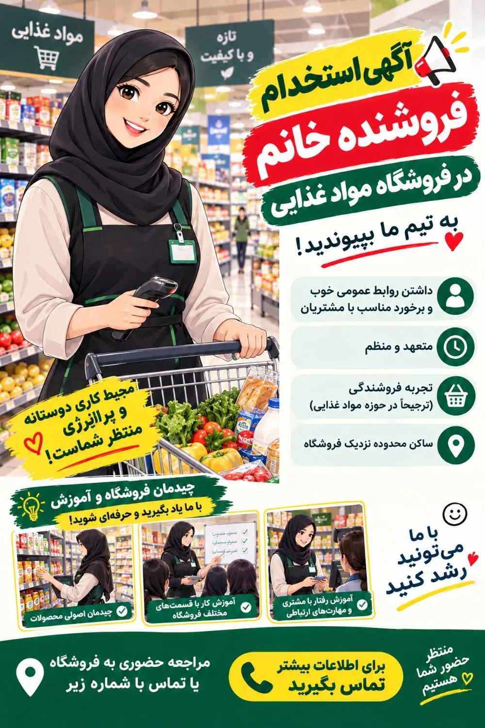 فروشنده خانم فروشگاه مواد غذایی کبیر|استخدام خدمات فروشگاه و رستوران|شیراز, شهرک سراج|دیوار