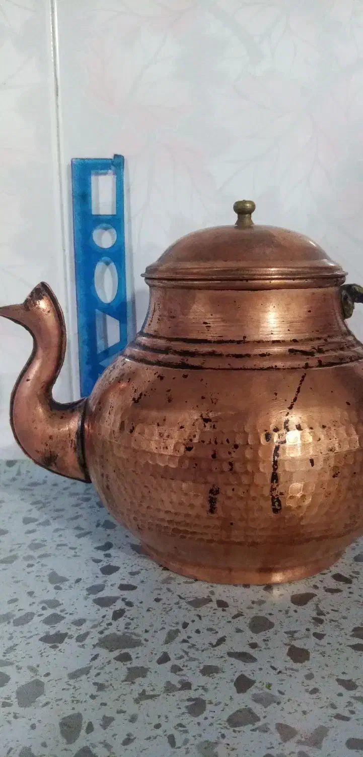 قوری وکتری مسی|قوری، کتری، قهوه‌ساز دستی|گالیکش, |دیوار