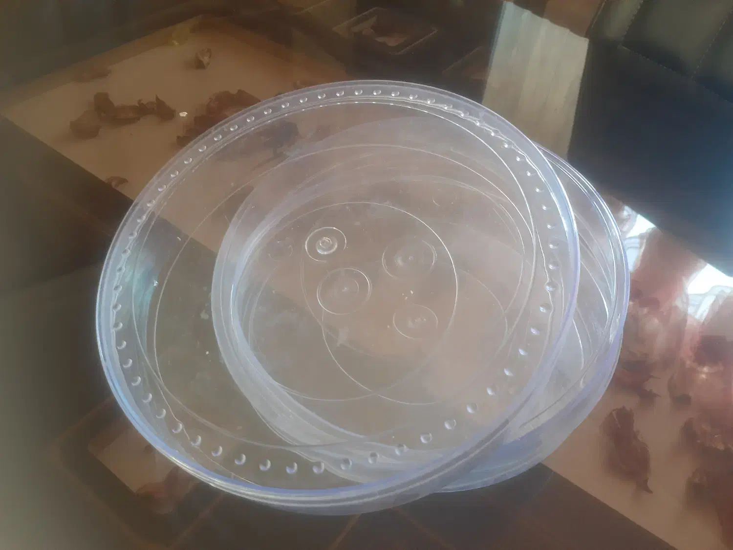 ظرف کریستالی گرد|ظروف نگهدارنده، پلاستیکی، یک‌بارمصرف|میانه, |دیوار