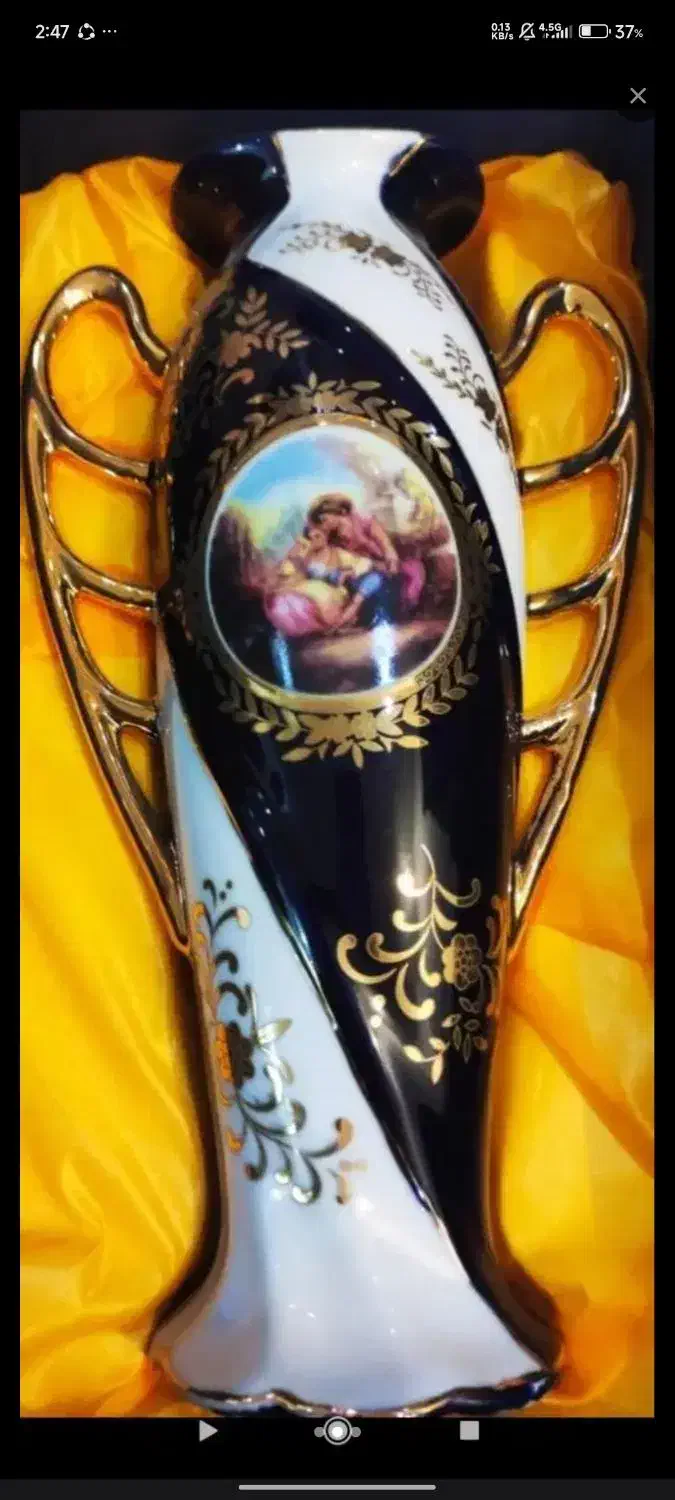 یک جفت گلدان سرمه ای طلاکوب|صنایع دستی و سایر لوازم تزئینی|دهدشت, |دیوار