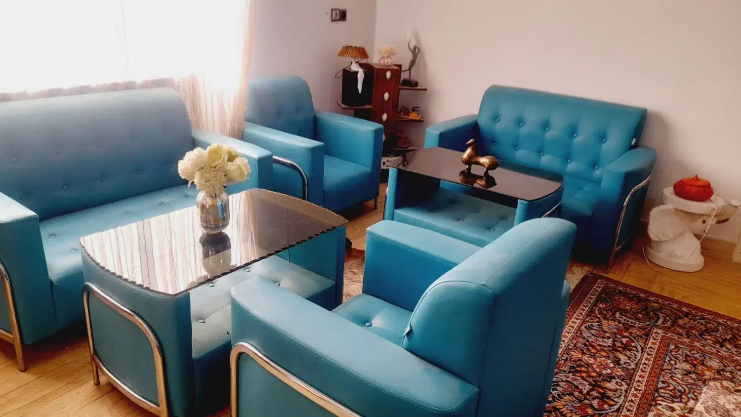 مبلمان طرح اطلس آبی فیروزه ای|مبلمان خانگی و میز عسلی|نیشابور, مازول|دیوار