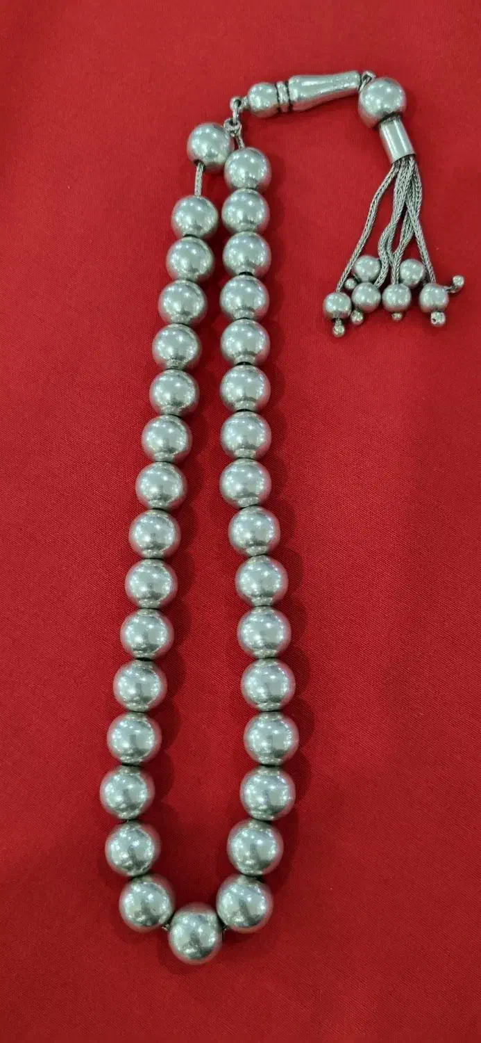 تسبیه تمام نقره ۹۲۵...۵۲ گرم|جواهرات|مشکیندشت, |دیوار