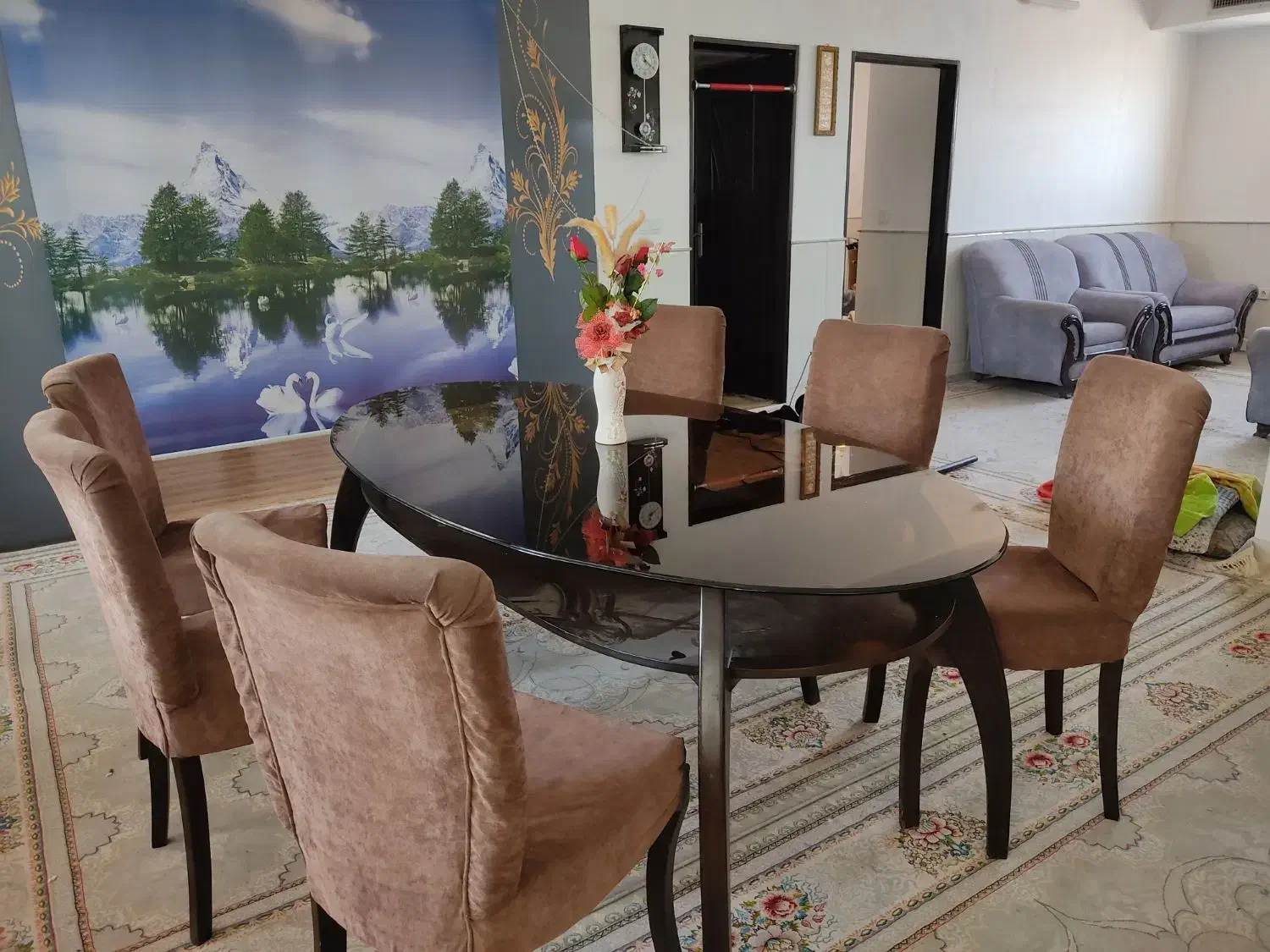 میز غذا خوری شش نفره|میز و صندلی غذاخوری|کهک, |دیوار