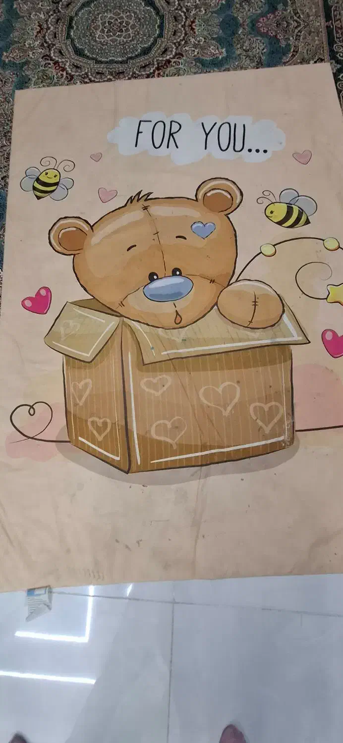 فرش بچگانه 1در 1ونیم اندازش پشتش چرمی|فرش|کرمانشاه, |دیوار