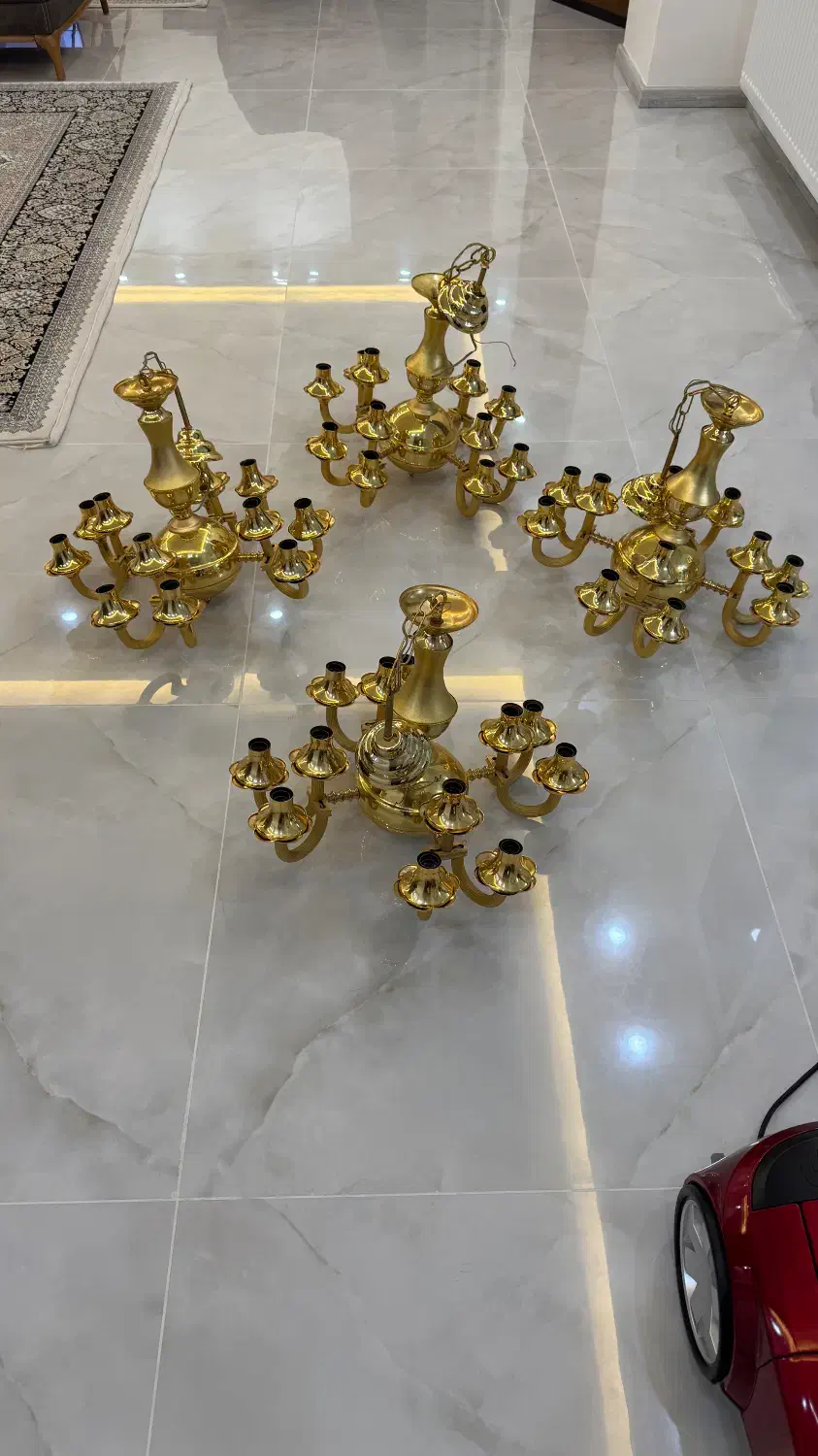 لوستر طلایی رنگ ثابت|لوستر و چراغ آویز|ارومیه, |دیوار