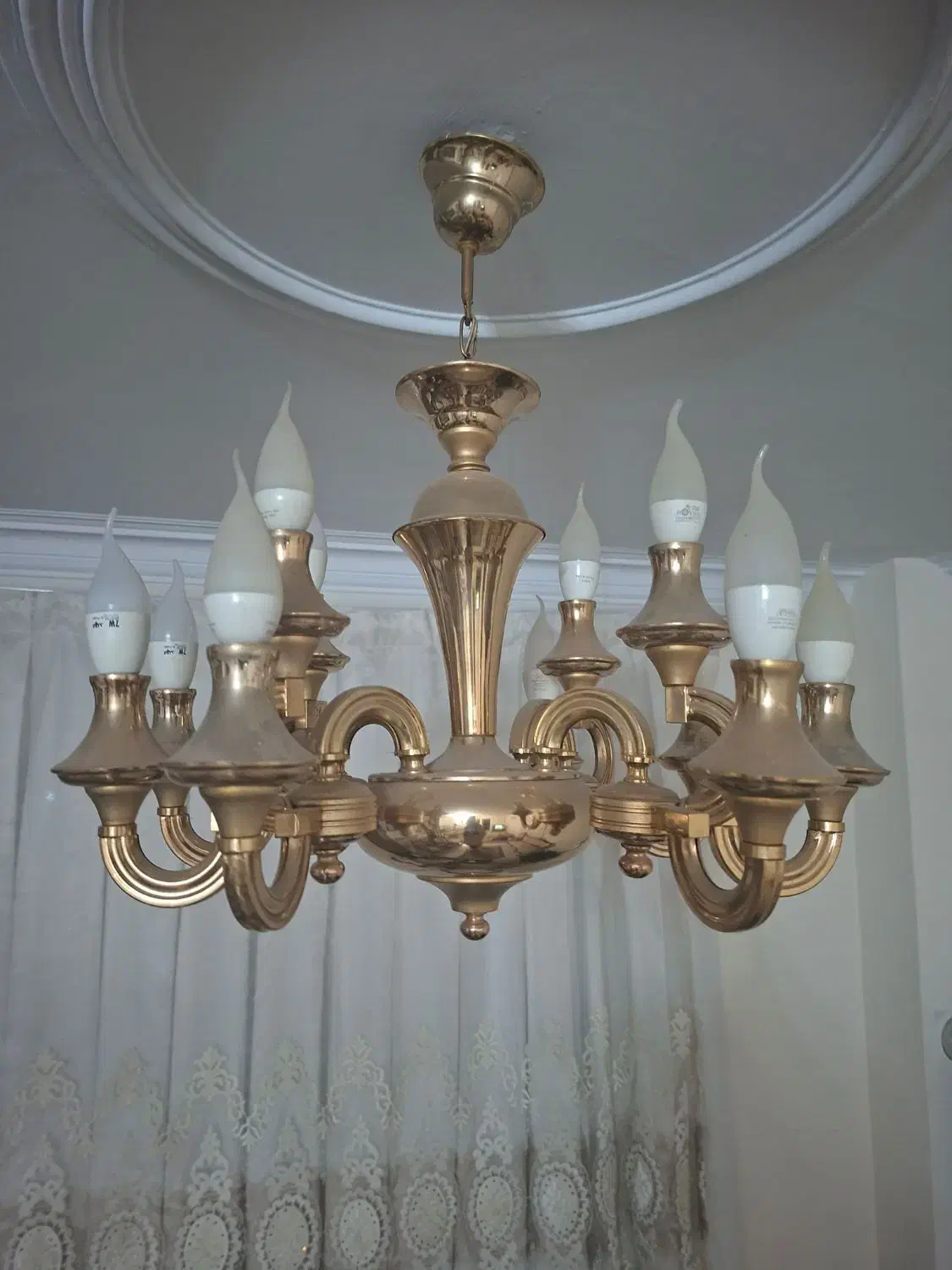 لوستر سقفی سلطنتی طلایی نو|لوستر و چراغ آویز|تهران, زرکش|دیوار