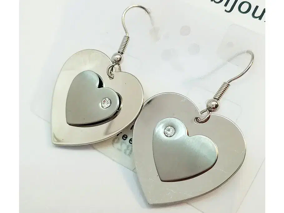 گوشواره آویز کوتاه قلب نقره ای کیوت|بدلیجات|گرگان, |دیوار