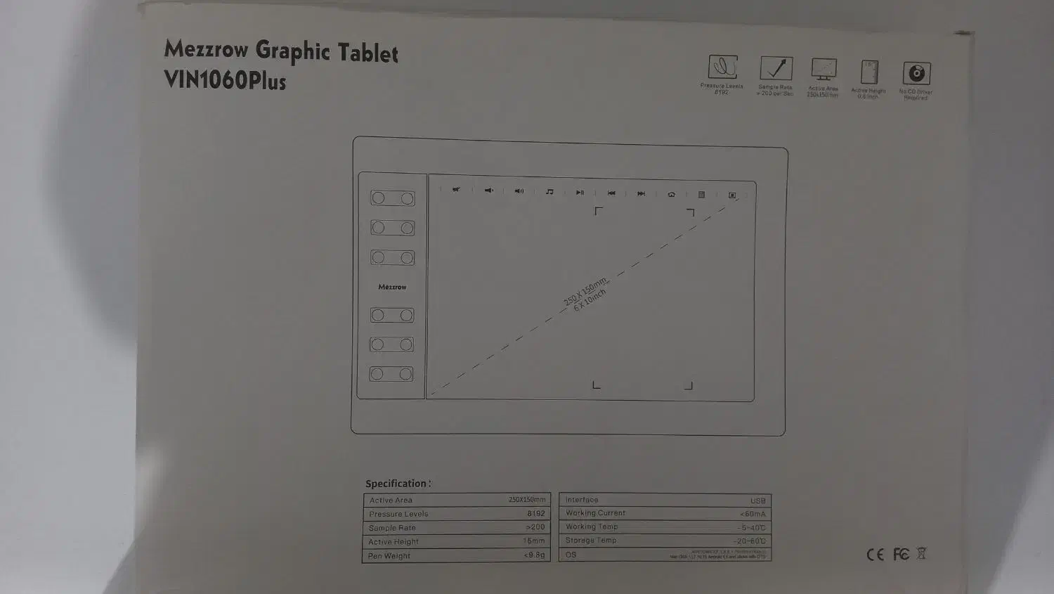 تبلت گرافیکی / قلم نوری Mezzrow 1060plus|تبلت|پیرانشهر, |دیوار