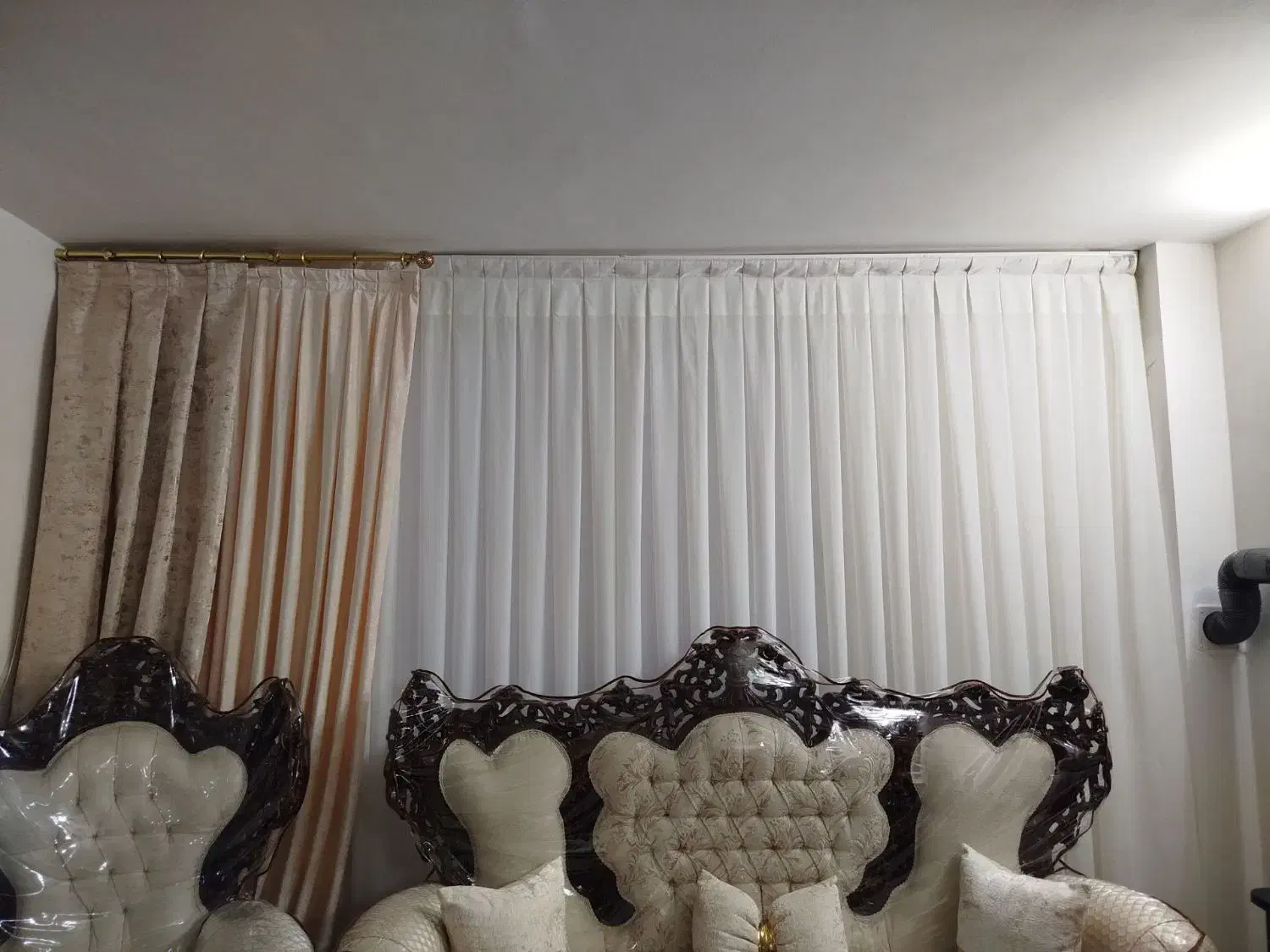 پرده حریر و دستک|پرده، رانر، رومیزی|تربتحیدریه, شهرک ولیعصر|دیوار