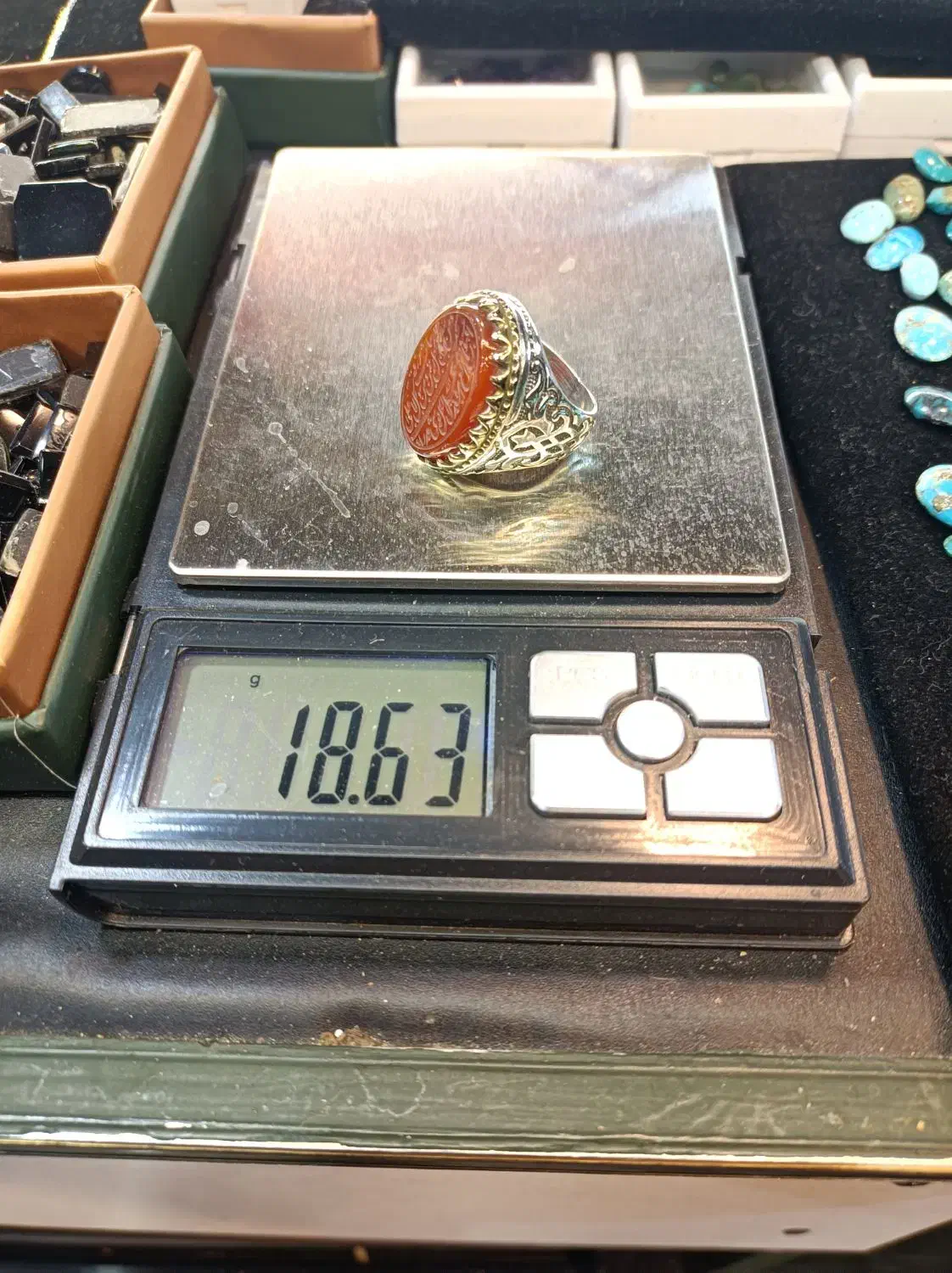 انگشتر عقیق حکاکی دستی|کلکسیون اشیاء عتیقه|قائم‌شهر, |دیوار