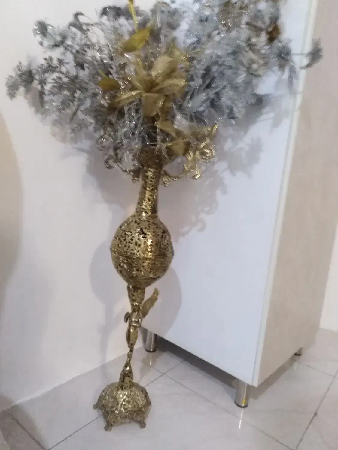 گلدان بزرگ برنز|گل مصنوعی|خوی, |دیوار