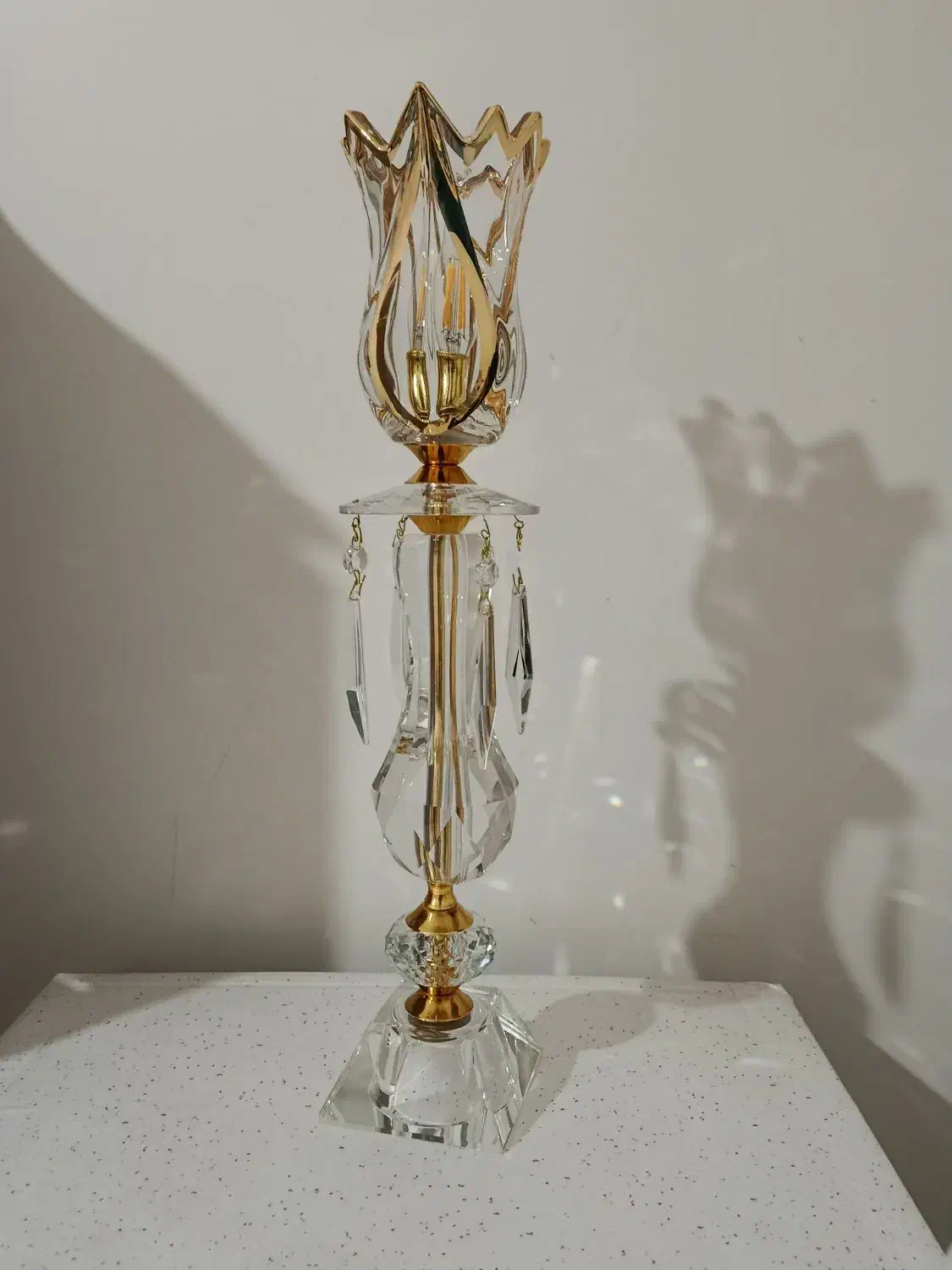 شمعدان کریستال لب طلایی|لوستر و چراغ آویز|زنجان, |دیوار