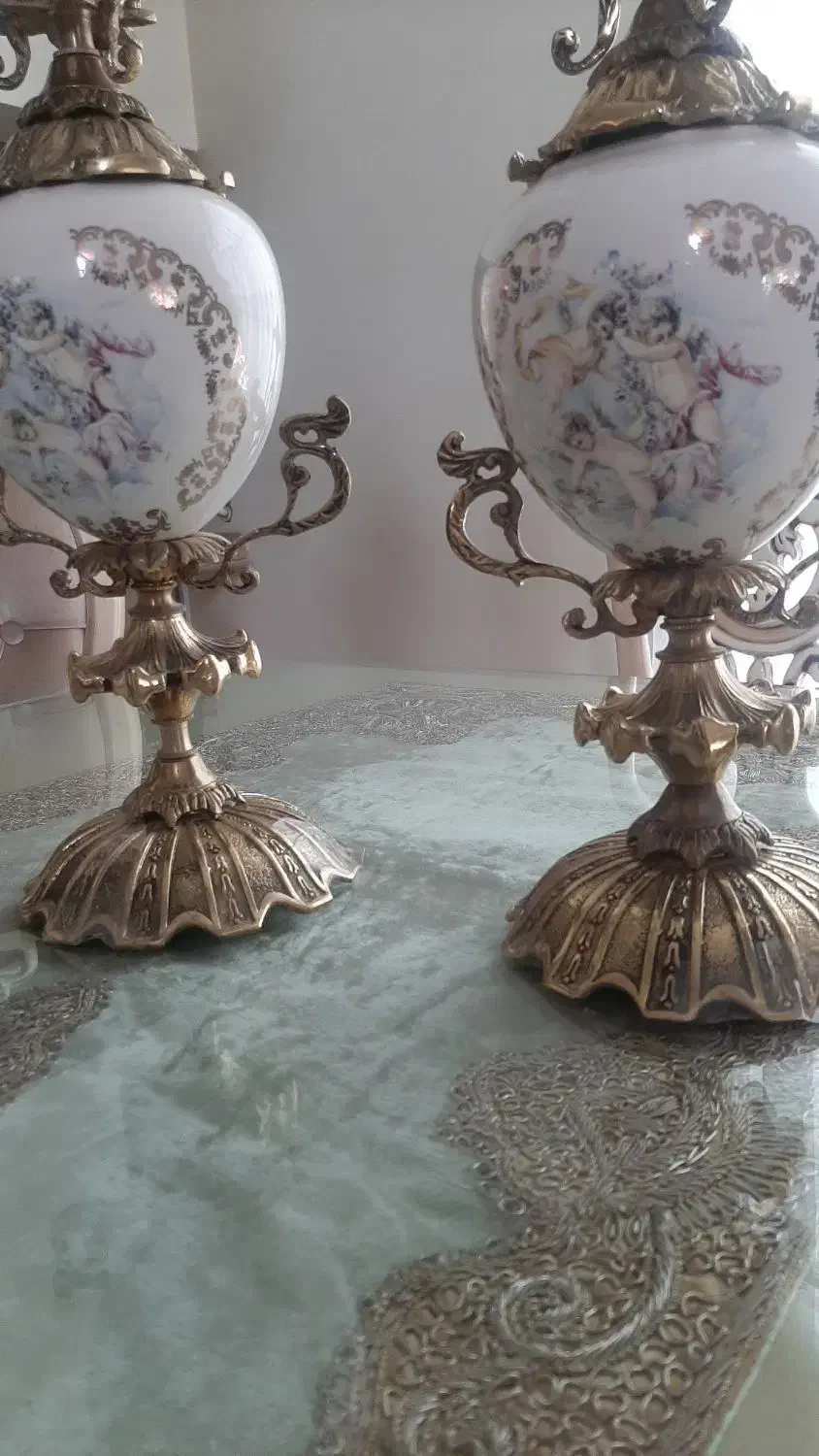 شمعدان  ۲ عدد برنز اصل پایه چینی|لوستر و چراغ آویز|تهران, چیذر|دیوار