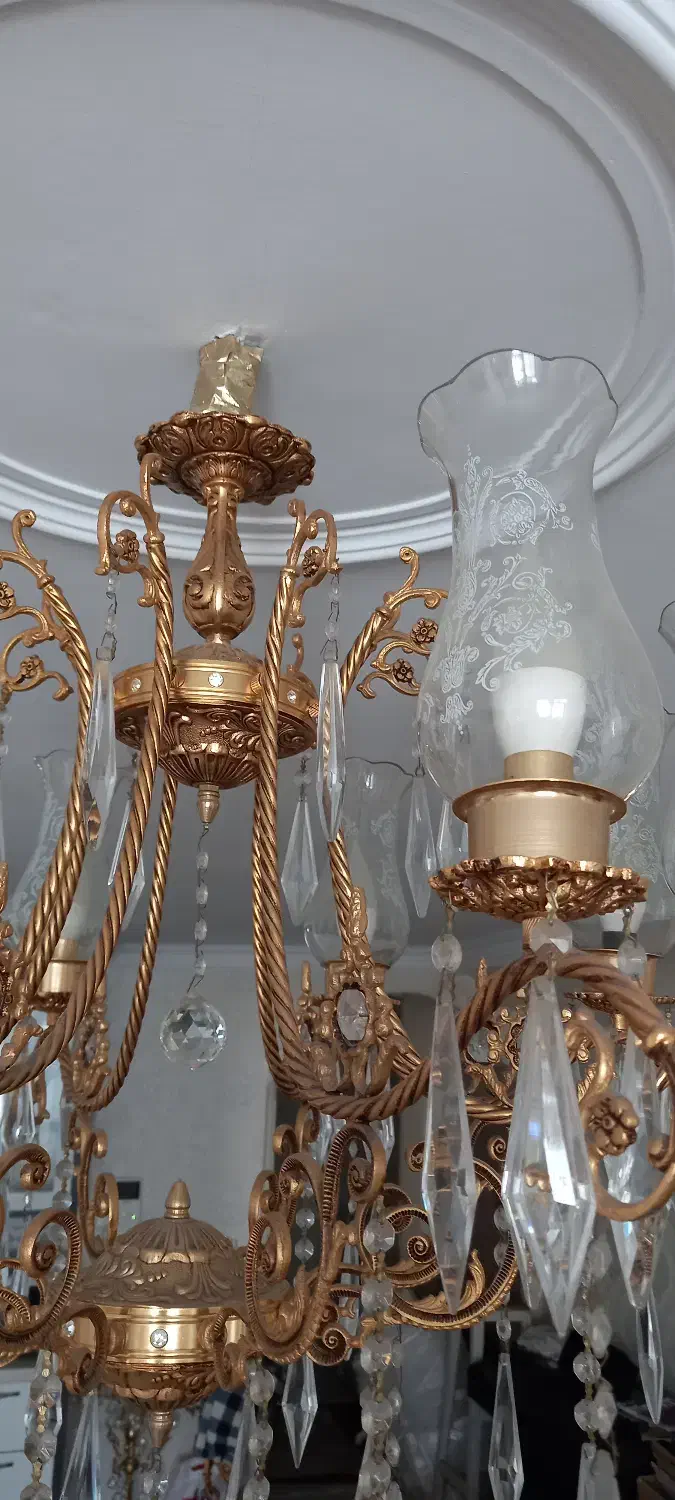 لوستر ۸ شاخه فومنگانی آب طلا|لوستر و چراغ آویز|تهران, تهرانپارس جنوبی|دیوار