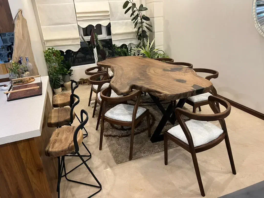 صندلی روستیک چوبی اسلب گردو|میز و صندلی غذاخوری|تهران, شهرک دانشگاه|دیوار