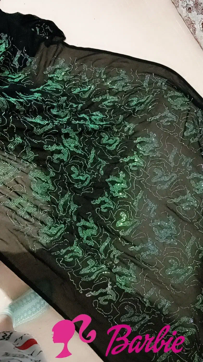 پارچه حریر سنگ کاری با نگین جیکو|لباس|سنندج, |دیوار