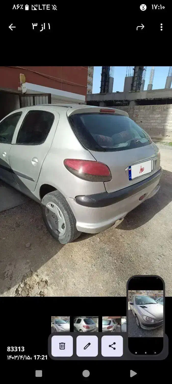 پژو 206نقره ای مدل 81 فقط معاوضه با پرشیا سمند پژو|خودرو سواری و وانت|ممقان, |دیوار