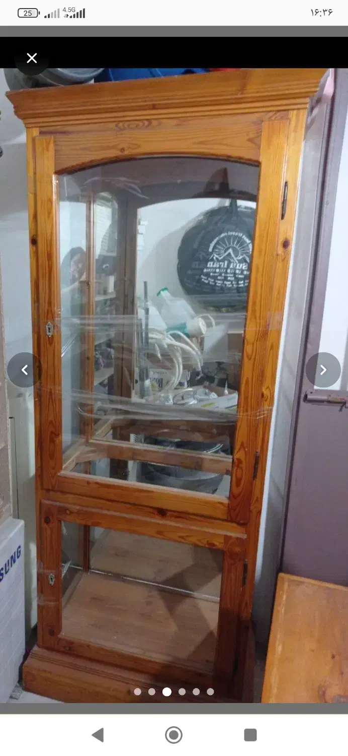 بوفه چوبی کاردست قدیمی کاملا سالم تمیز|بوفه، ویترین، کنسول|رشت, لاکان|دیوار