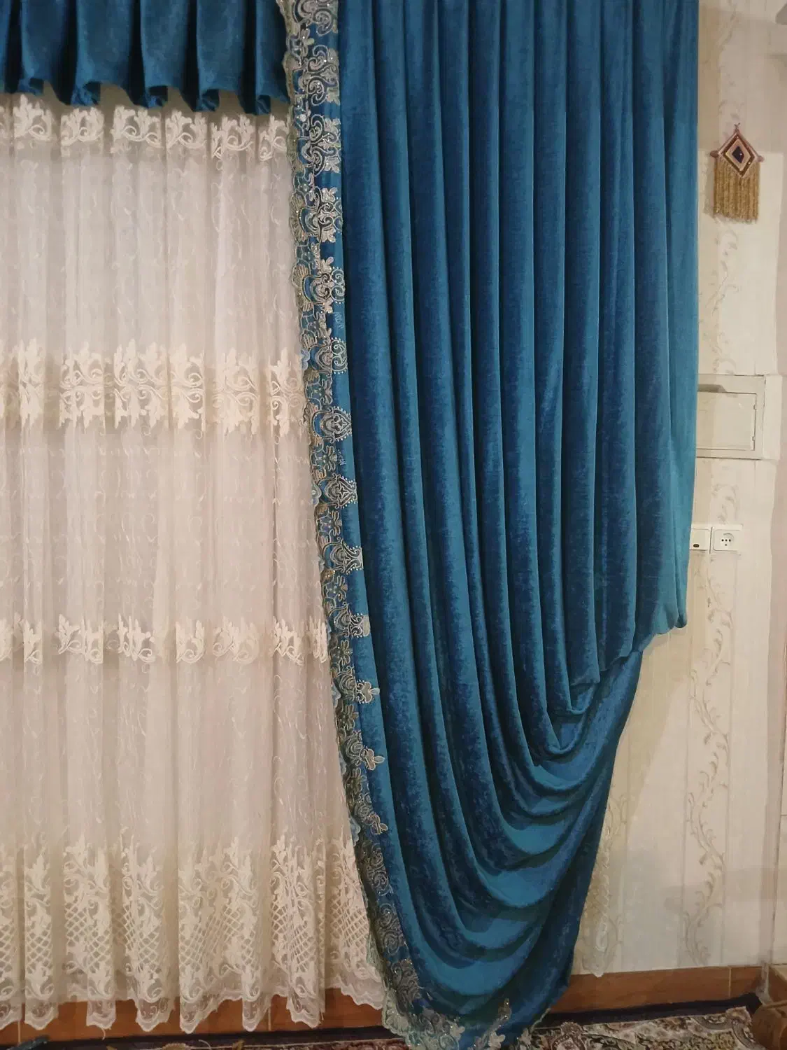 ۲عددپرده پذیرایی|پرده، رانر، رومیزی|نهاوند, |دیوار