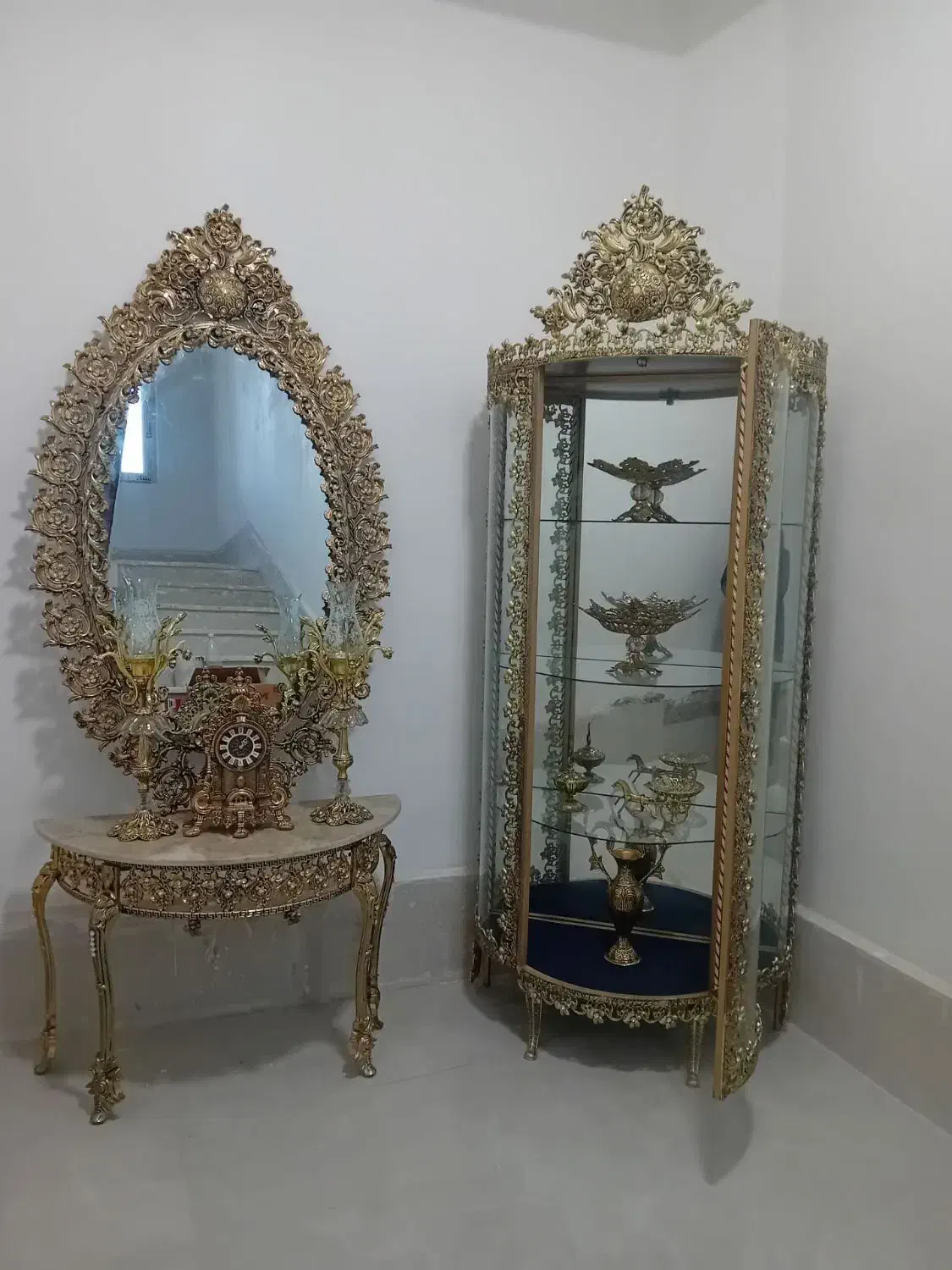 آیینه شمعدان و بوفه برنز|بوفه، ویترین، کنسول|کنگاور, |دیوار