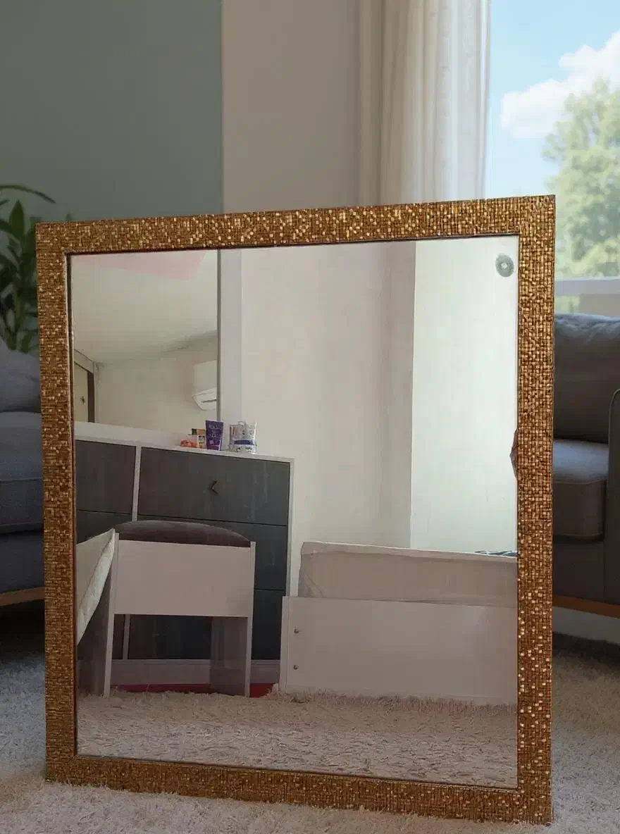 آینه مربعی طلایی موزاییکی لوکس|آینه|آمل, |دیوار