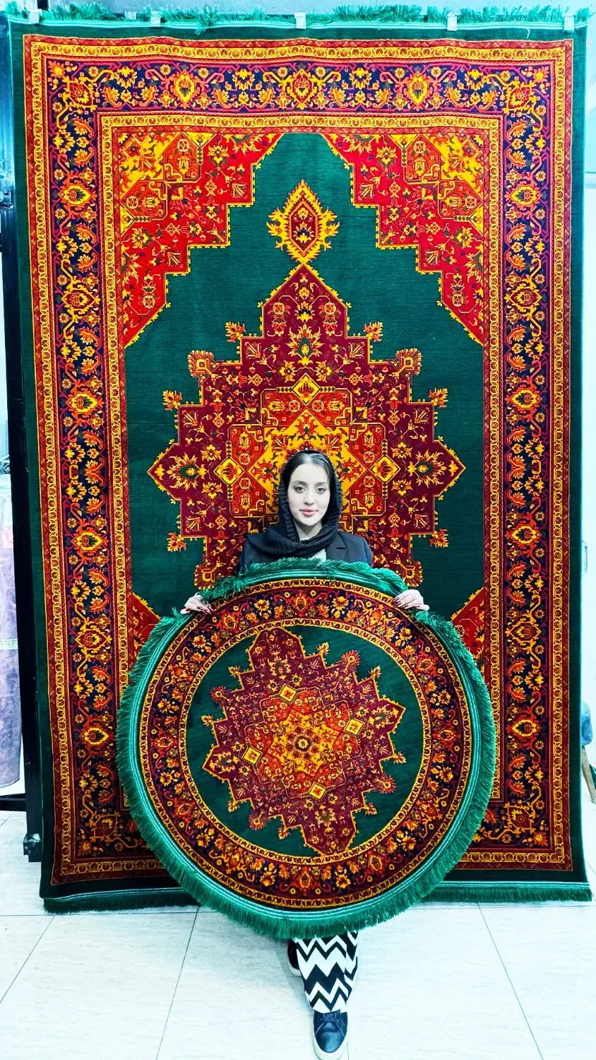 فرش سبز کد ۷۰۳ طرح سنتی ۱۲و۹و۶ متری قالیچه|فرش|قم, باجک دو|دیوار