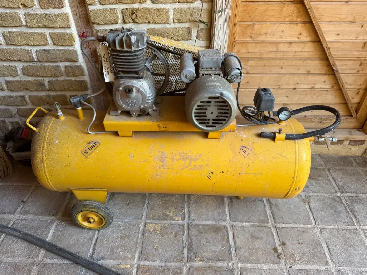 پمپ باد ۱۵۰ لیتری تک سیلندر در حد نو کمپرسور باد|ابزارآلات|تهران, شهرک امام خمینی|دیوار