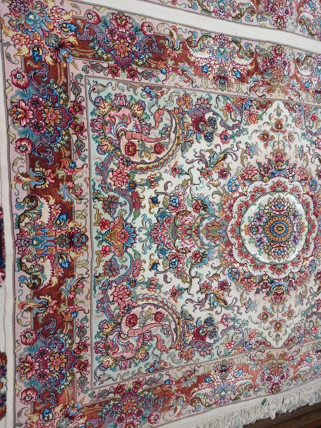 جفت قالیچه هاشیه ابریشم خطیبی رج ۴۰|فرش|تبریز, |دیوار