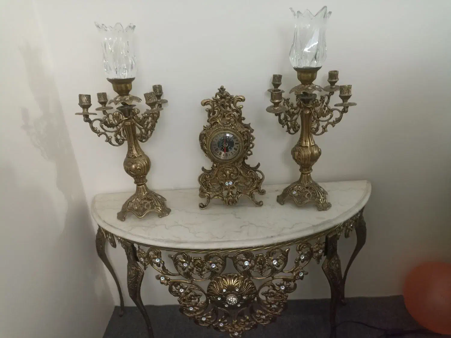 آینه و شعمدان برنزی سنگین وزن|آینه|تبریز, |دیوار