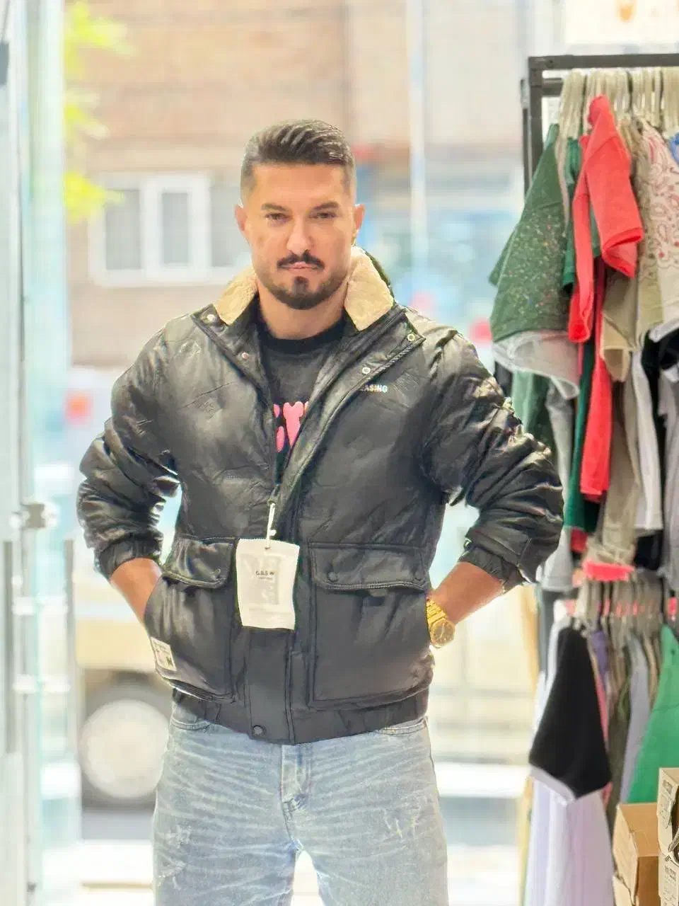 کاپشن چرم باکسی|لباس|تبریز, |دیوار