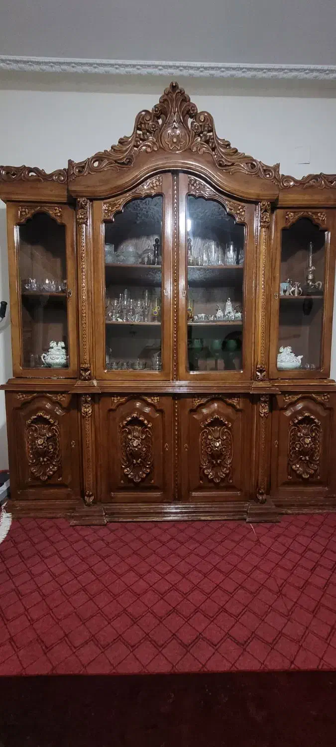 بوفه و ویترین دست ساز چوب گردو|بوفه، ویترین، کنسول|شیراز, تاچارا|دیوار