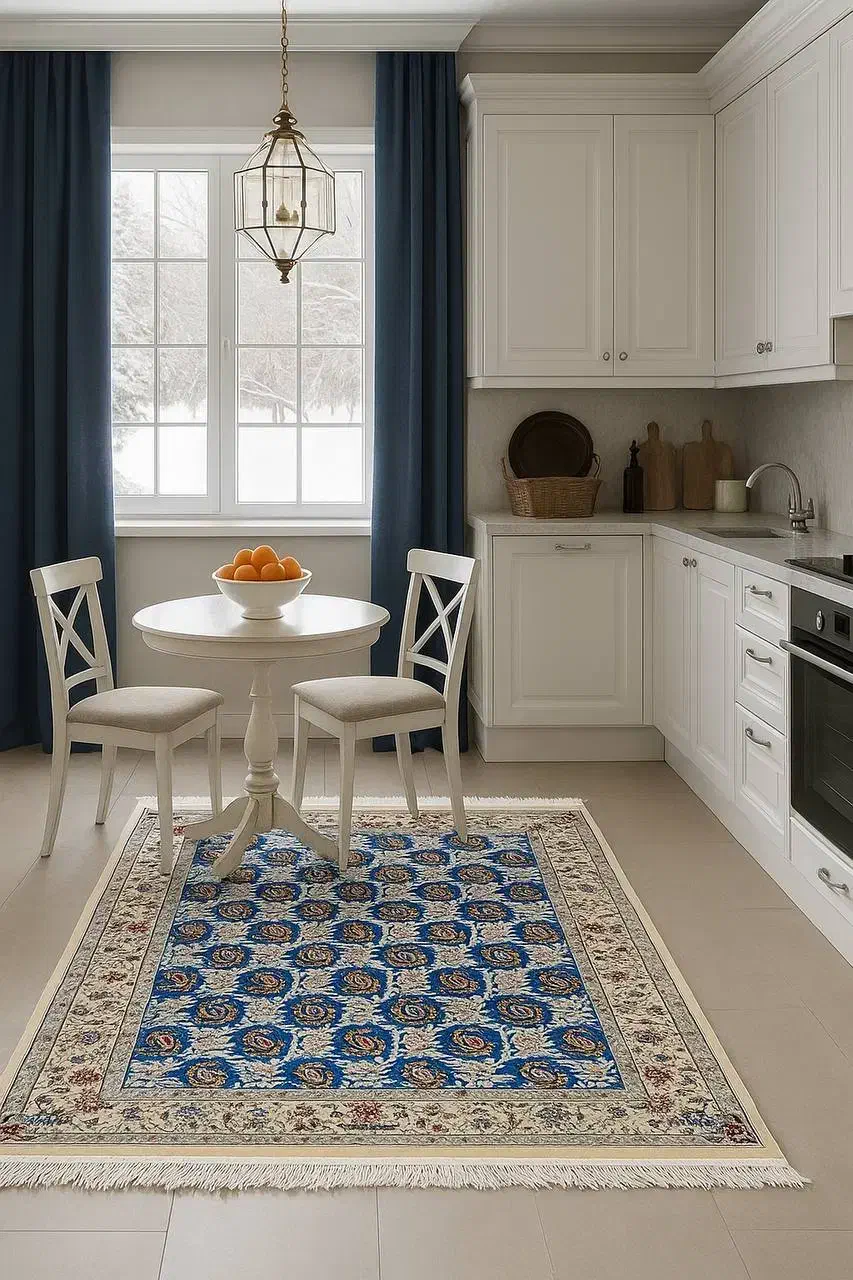 فرش دستباف (بساک ) نایین بته جقا گل ابریشم|فرش|مشکیندشت, |دیوار