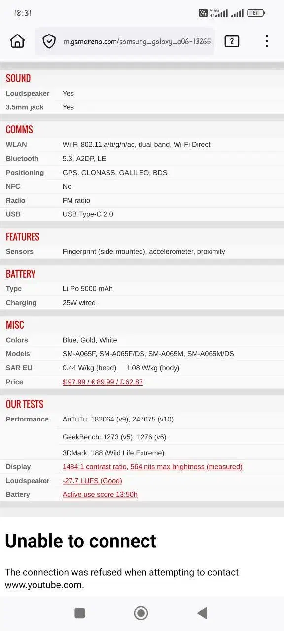 sumsong A06 128/6|موبایل|قم, شهرک مهدیه (مدرس)|دیوار