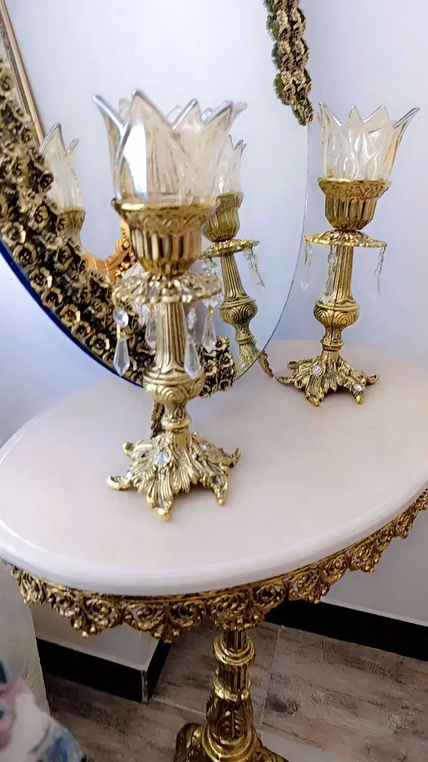 آینه وشمعدان آلیاژ|بوفه، ویترین، کنسول|سنندج, |دیوار