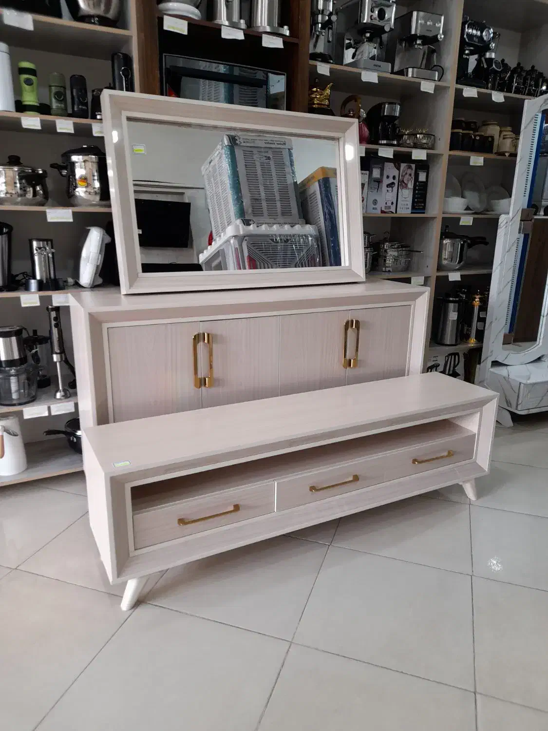 ست آینه کنسول و میز تلویزیون کد ۲۱۵ * اثاث مارکت|بوفه، ویترین، کنسول|سیرجان, |دیوار