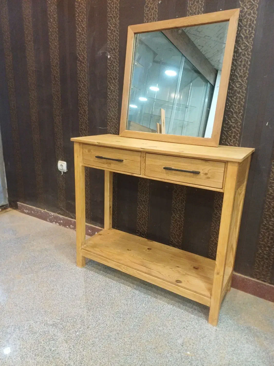 آینه و کنسول چوبی دست‌ساز|بوفه، ویترین، کنسول|چمستان, |دیوار