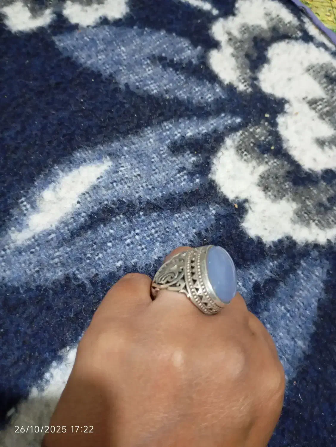 انگشتر نقره نگین عقیق کبود یمنی|جواهرات|کرمان, |دیوار