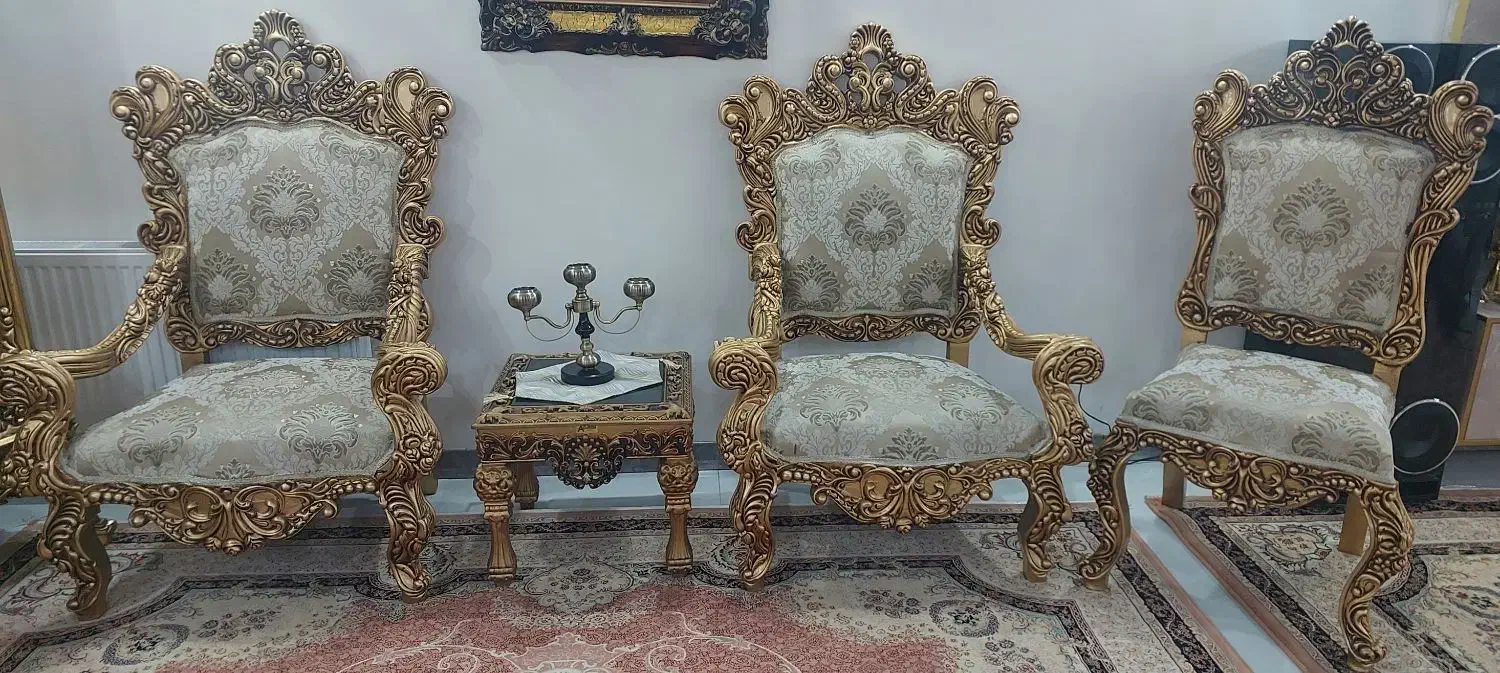 مبل سلطنتی ۹ نفره|مبلمان خانگی و میز عسلی|قائمشهر, |دیوار