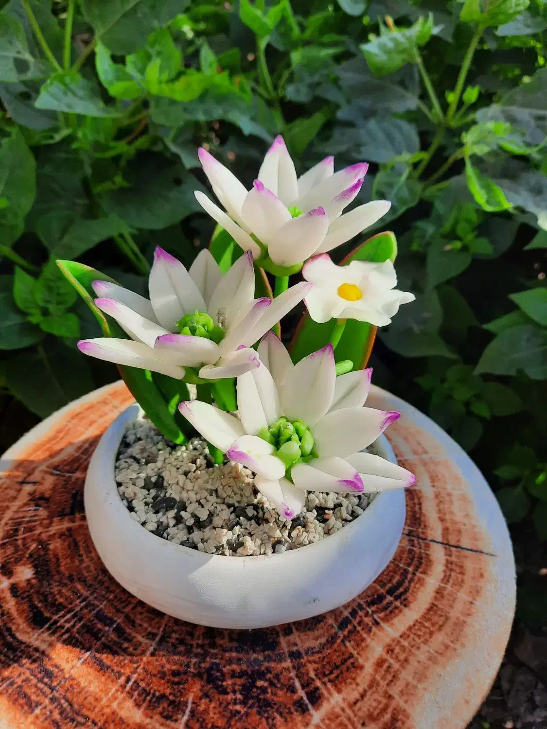 گل خمیری و گلدون سنگی صنایع دستی|گل مصنوعی|رشت, هلال احمر|دیوار