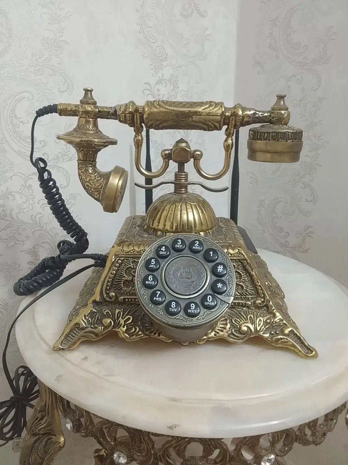 میز تلفن،تلفن،قو و جاکلیدی برنج|صنایع دستی و سایر لوازم تزئینی|آفتاب, |دیوار