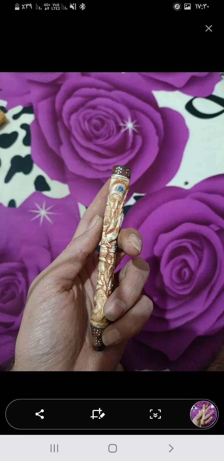 چوب سیگار استخوان نقره کوب رخ دار|کلکسیون اشیاء عتیقه|کهریزک, |دیوار