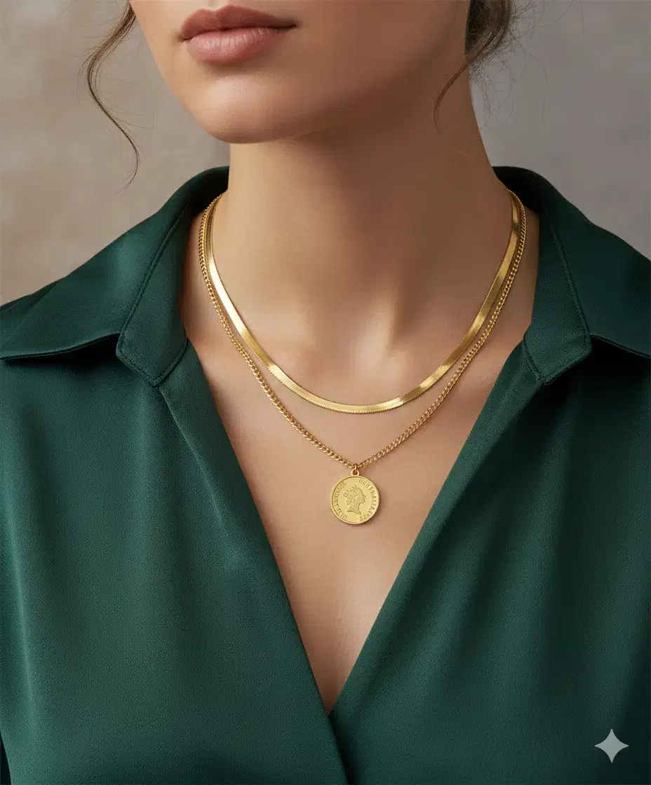 گردنبند تمام استیل دو لاین الیزابت رنگ ثابت|بدلیجات|قوچان, |دیوار