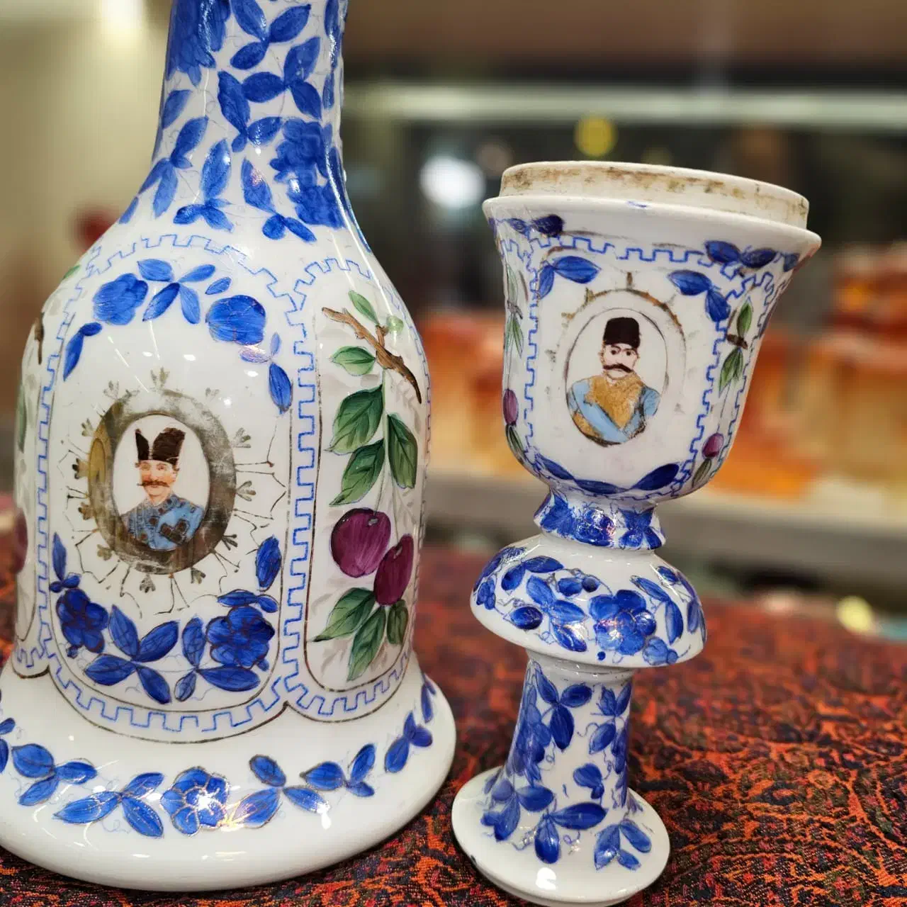 کوزه قلیون و سر قلیون زمان قاچار|کلکسیون اشیاء عتیقه|صدرا-فارس, فاز ۱|دیوار