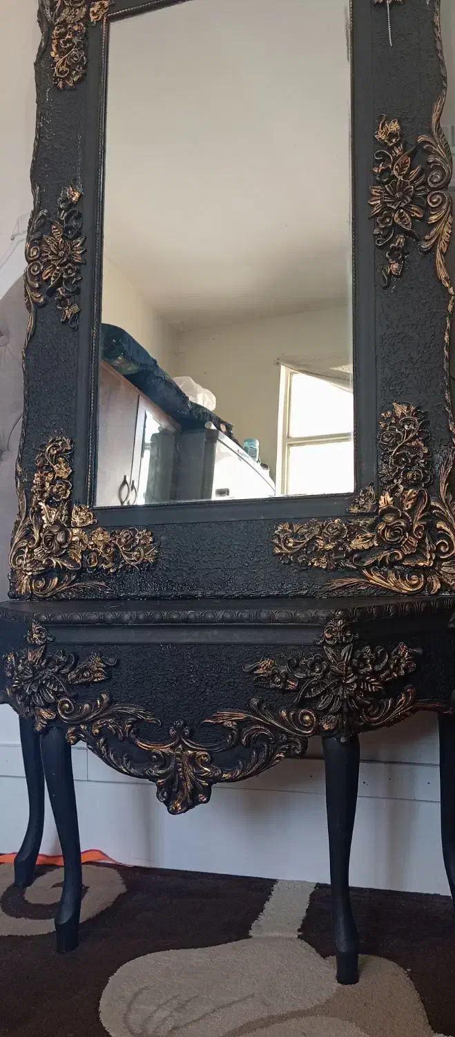 آینه کنسول مشکی طلایی|مبلمان خانگی و میز عسلی|رباط‌کریم, رباط‌کریم|دیوار