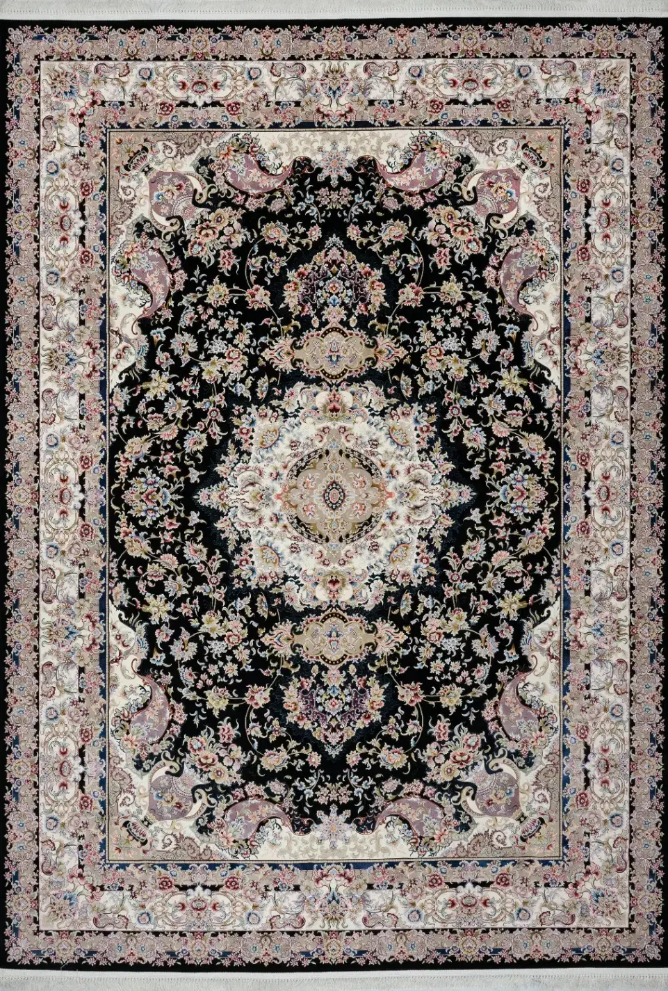 فرش 1200 شانه طرح خطیبی رنگ سرمه ای تراکم 3600|فرش|آران و بیدگل, |دیوار