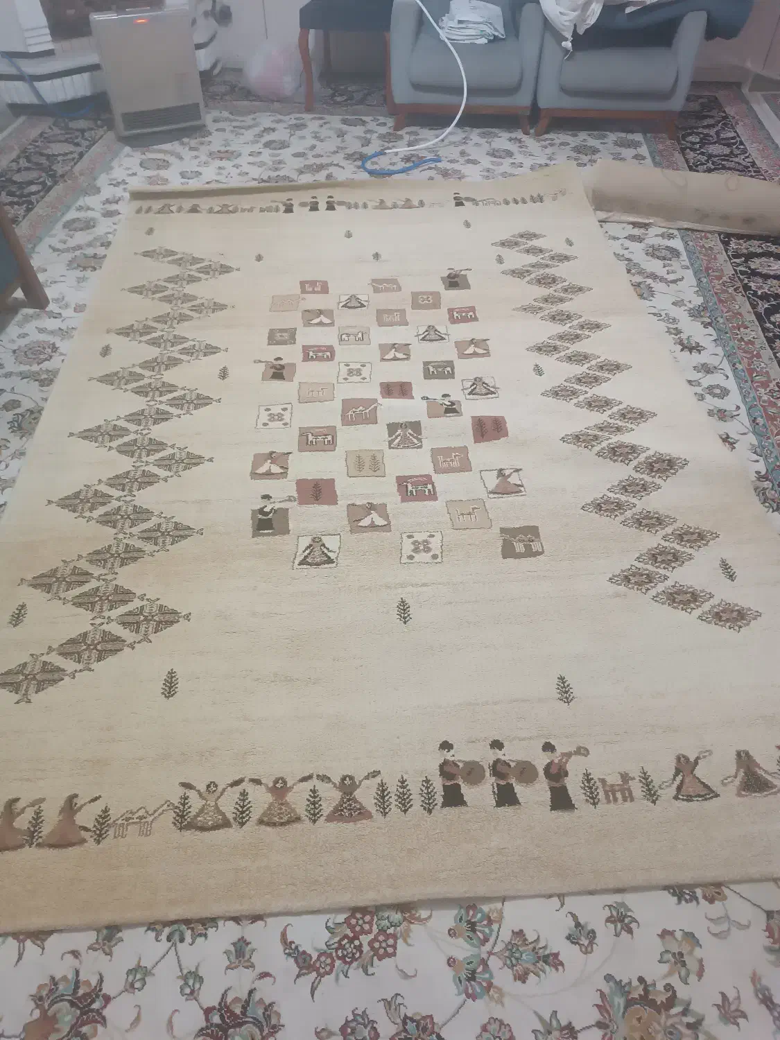 گلیم فرش|گلیم، جاجیم، گبه|تربت جام, بوستان وحدت|دیوار