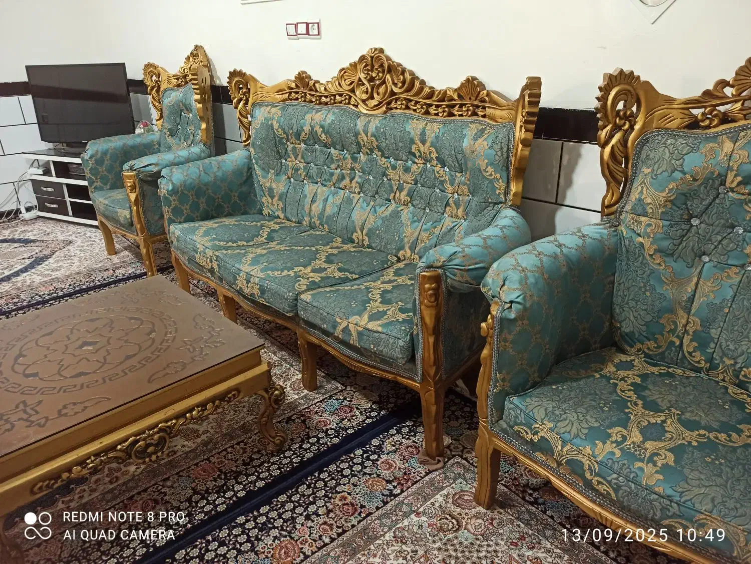 سرویس مبلمان ۹ نفره استیل با جلومبلی و میز عسلی|مبلمان خانگی و میز عسلی|کنگاور, |دیوار