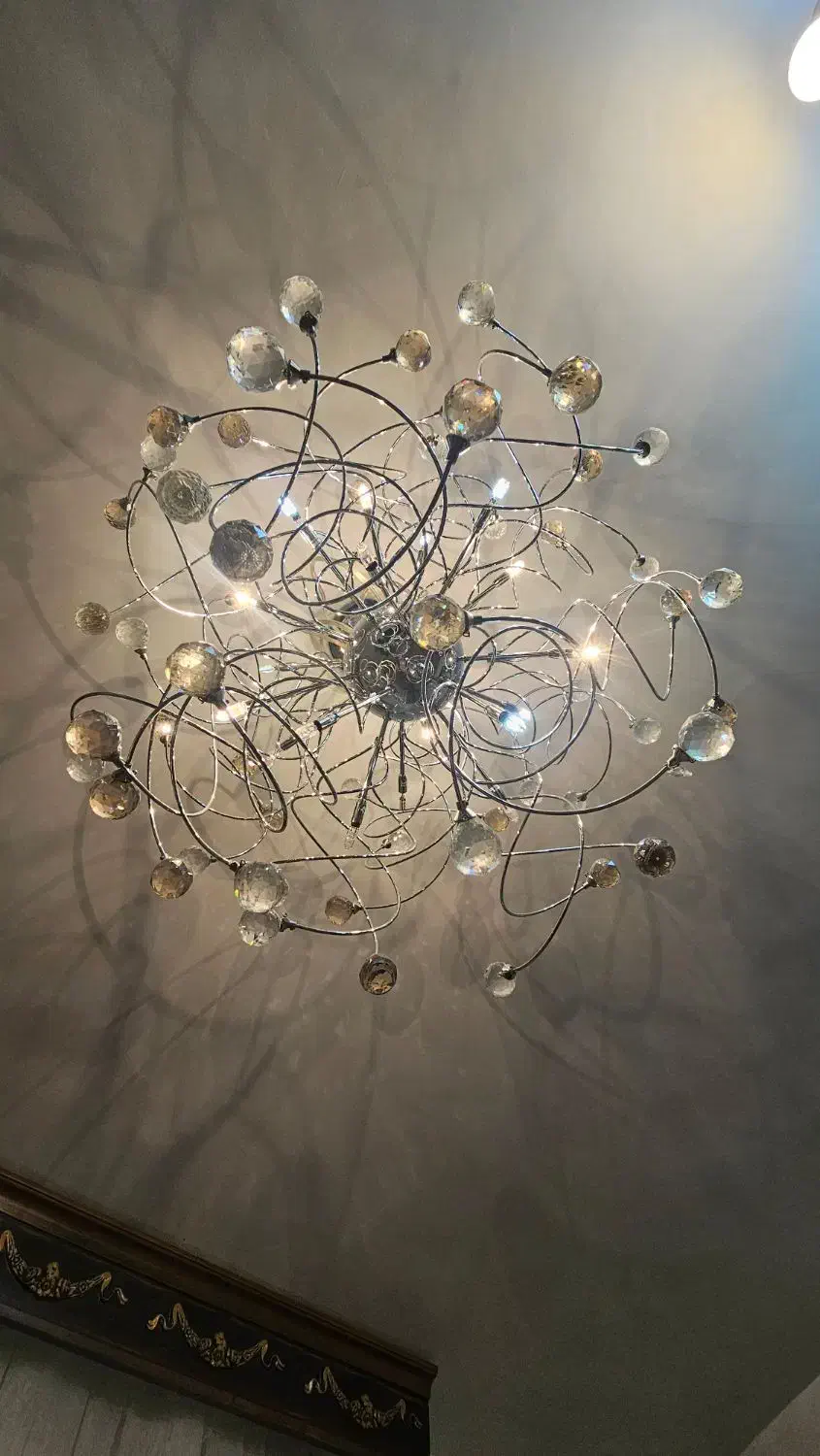 لوستر مدرن ۱۶ شعله استیل|لوستر و چراغ آویز|پرند, فاز ۵|دیوار