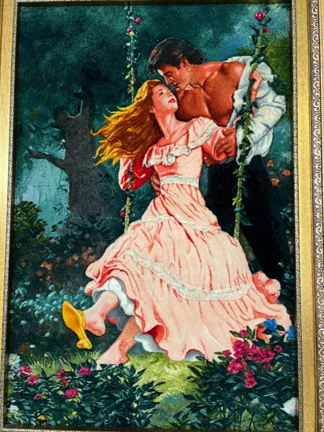 تابلوفرش دستبافت دختر تاب سوار|تابلو فرش|تهران, وصفنارد|دیوار